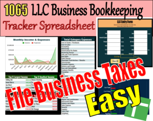 Ultimate LLC 1065 Business Bookkeeping Tracker Spreadsheet With A Tax Filing Summary Download